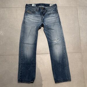 Diesel 29 SAFADO REGULAR SLIM STRAIGHT Men's Blue Distressed 100% cotton Jeans